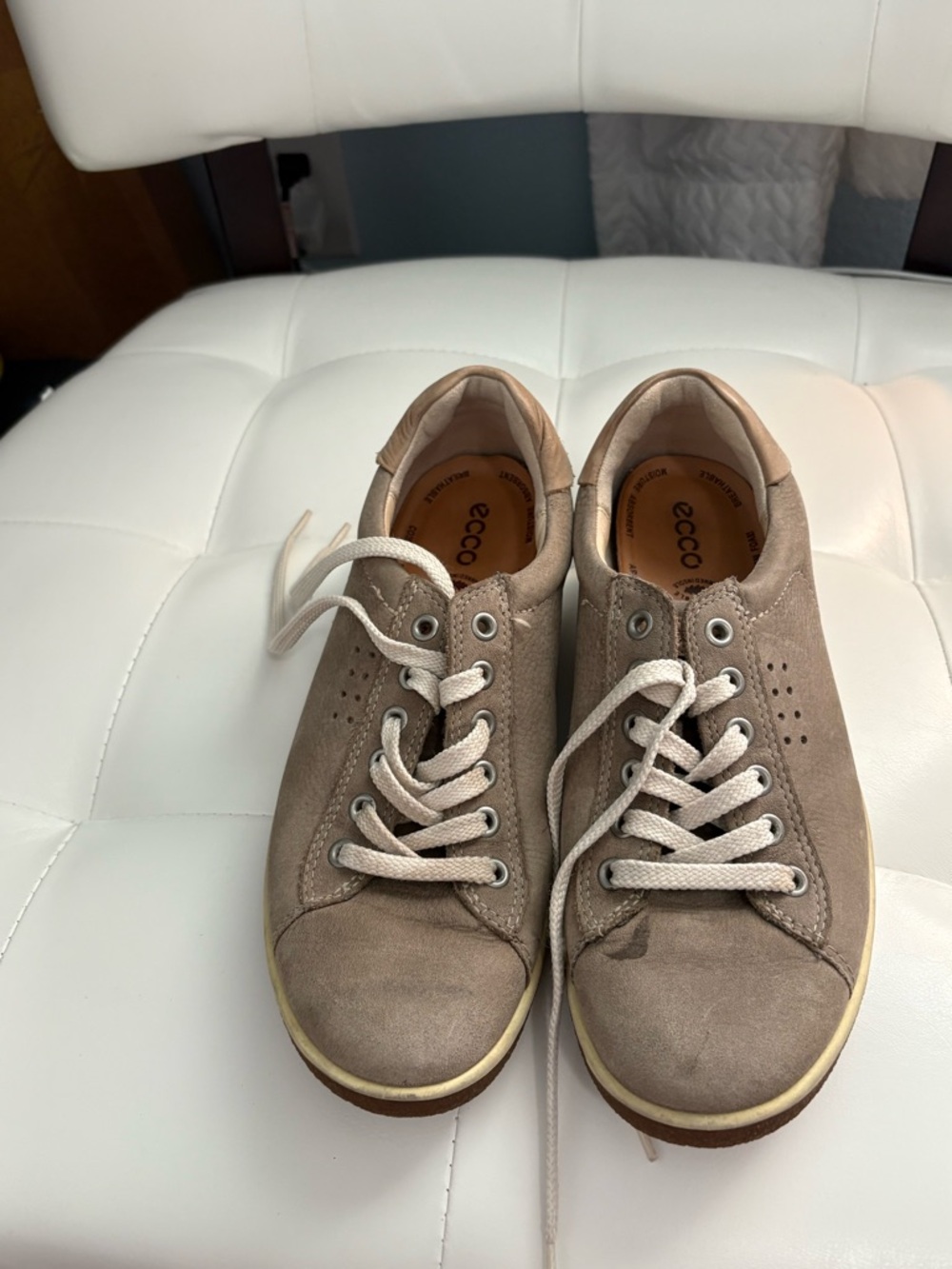 Ecco Taupe Suede Lace-Up Sneaker - Picture 1 of 4